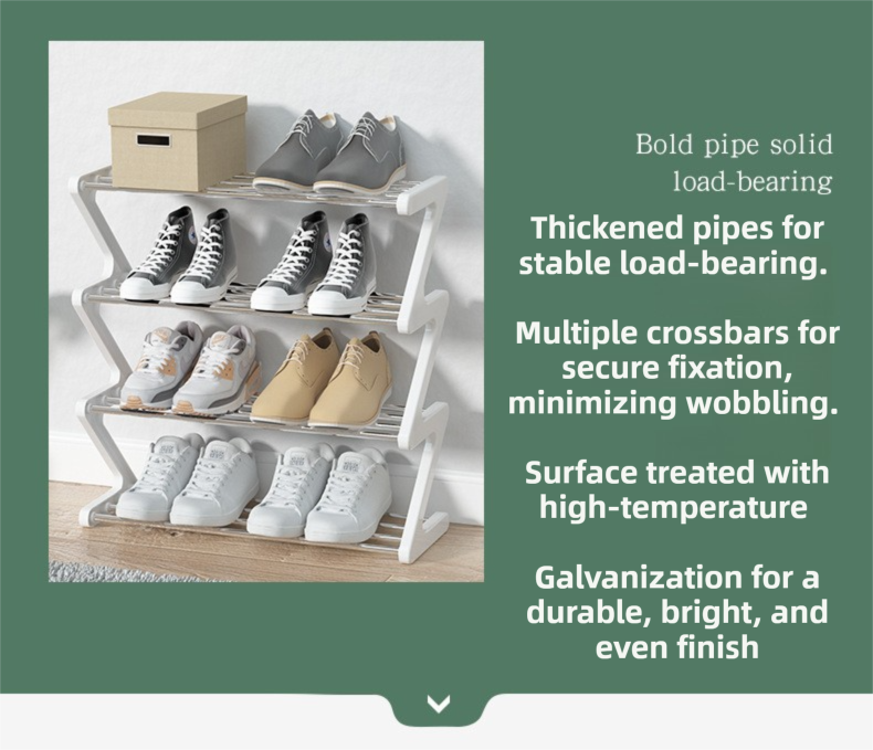 Pink Stable Z-Shaped 4-Tier Shoe Rack(51x45CM) - Waterproof Cloth & Sturdy Steel Pipe, Easy Assembly & Space Saving for Dormitory & Small Apartments