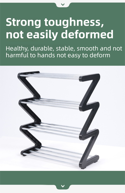 Pink Stable Z-Shaped 4-Tier Shoe Rack(51x45CM) - Waterproof Cloth & Sturdy Steel Pipe, Easy Assembly & Space Saving for Dormitory & Small Apartments