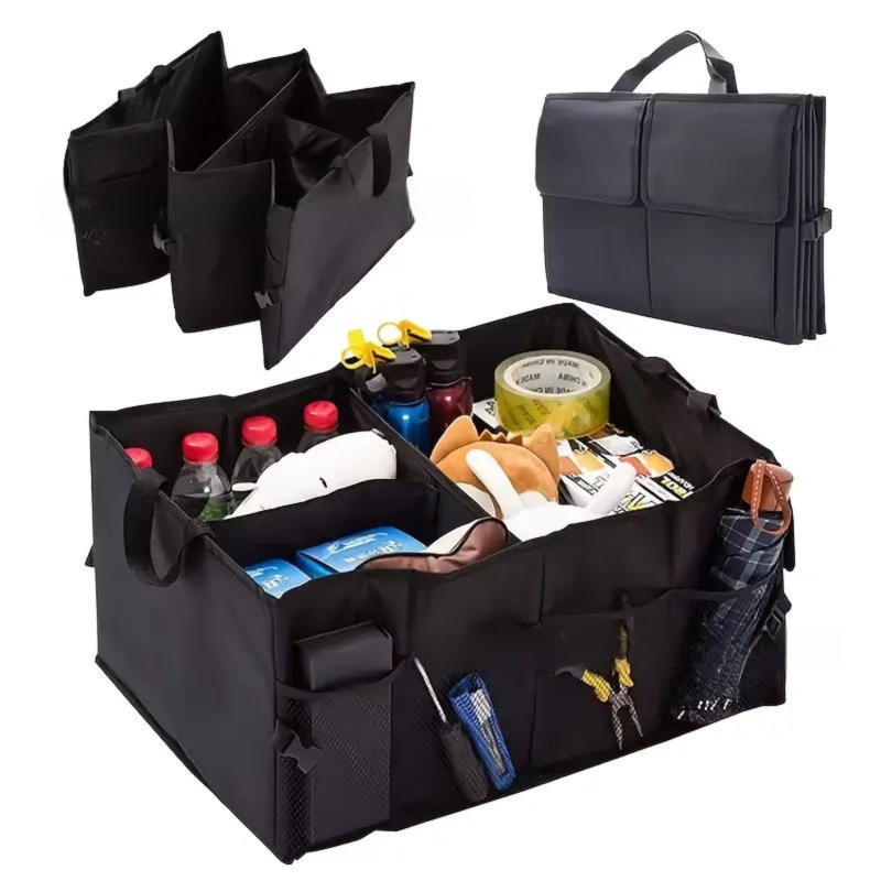 Heavy-Duty Foldable Car Trunk Organizer with Handles - Large Capacity Cargo Storage Box for Groceries & Gear (53x39x26.5 CM)