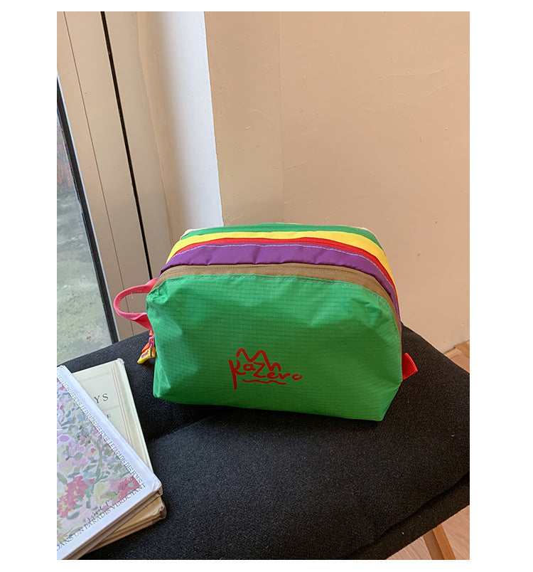 Green Trendy Color-Block Outdoor Waterproof Nylon Crossbody Bag - Niche Lightweight Chest Bag and Phone Pouch for Travel and Sports