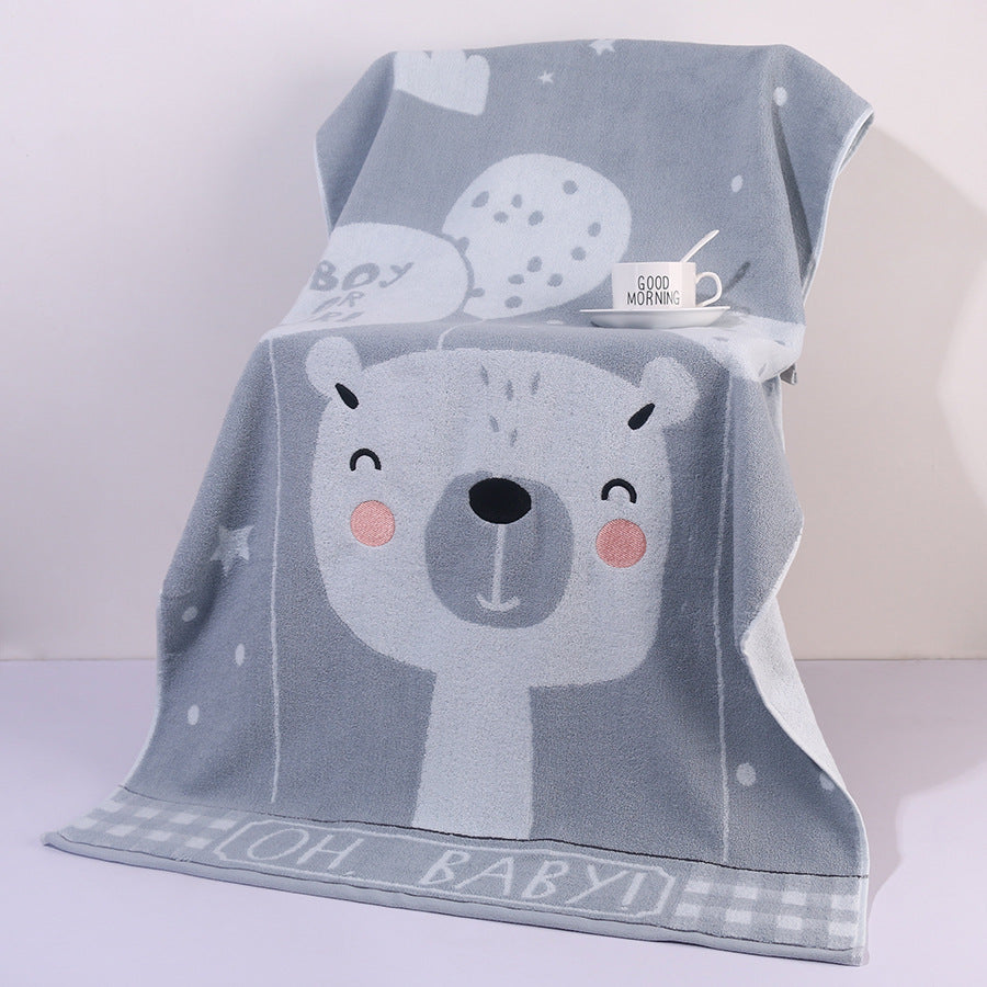 Grey Balloon Deluxe Extra Large Pure Cotton Beach & Bath Towel | Highly Absorbent, Thick 70 x 140 cm | Fun Cartoon Design
