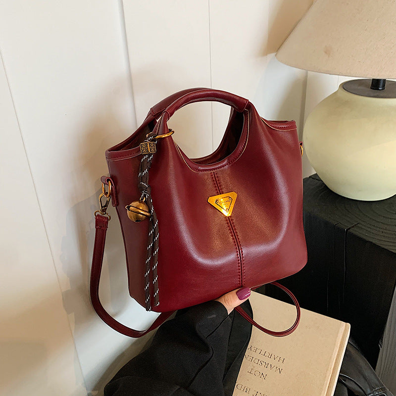 Red Vintage Soft PU Leather Crossbody Handbag | Large Capacity Shoulder Tote | Unique Minimalist Design