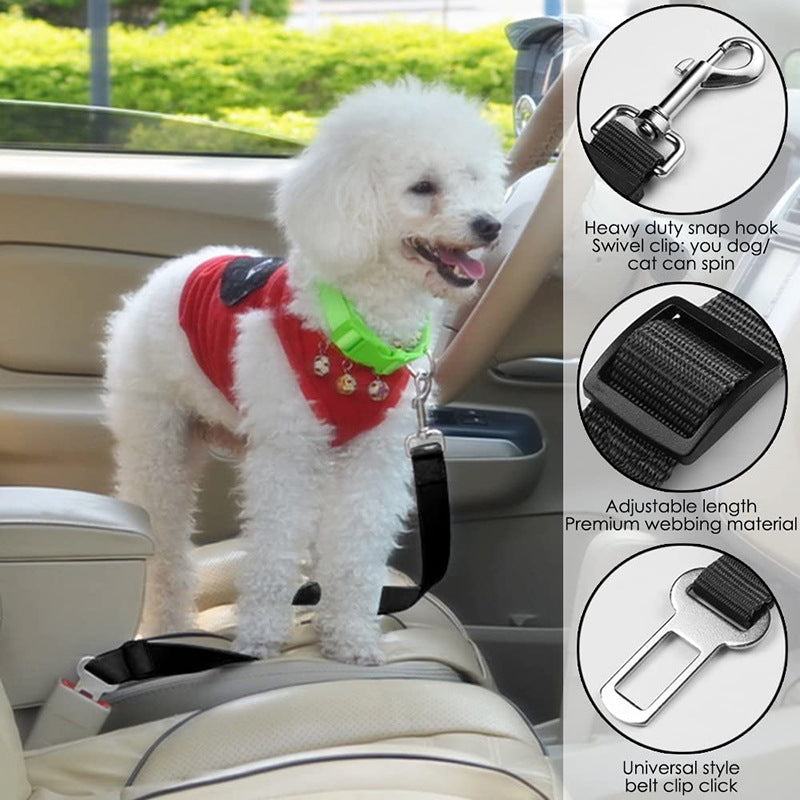 Black 5PCS Universal Adjustable Pet Car Safety Seat Belt | Heavy Duty Retractable Harness Restraint | Anti-Jump Window Safety Clip