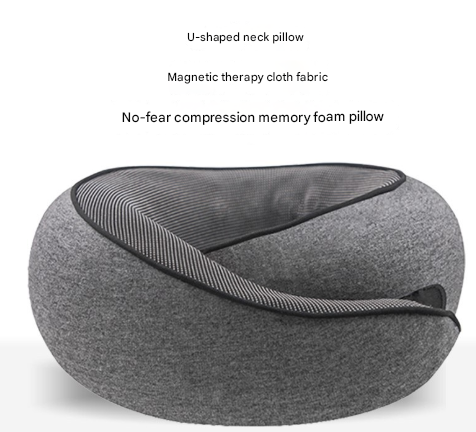 Pink Ergonomic Memory Foam Travel Neck Pillow - U-Shaped Support for Naps & Journeys