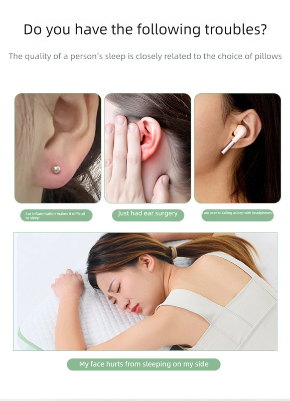 Light Green Ear Piercing Pillow - Soft Side Sleeper Cushion with Hollow Center for Pressure Relief, Post-Piercing Care & Comfortable Napping