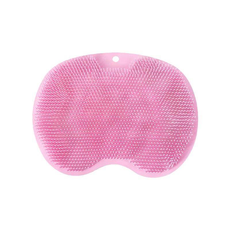 Pink 3-piece set (2-Pack Silicone Foot & Back Scrubber Mat with Suction Cups + 1 Premium Lace Bath Loofah Sponge Set) - Non-Slip Foot Massager & Exfoliating Shower Set