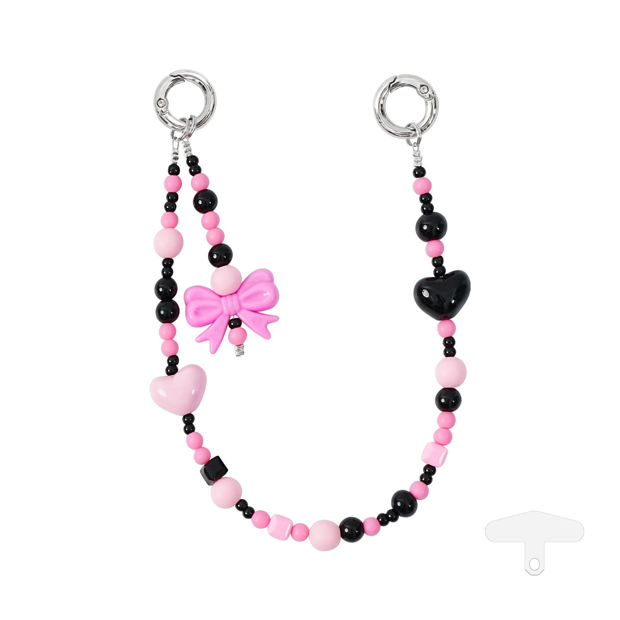 YKA-11 Trendy Double-Clasp Beaded Phone Wrist Strap - Colorful Acrylic & Metal Anti-Loss Lanyard with Spacer Gift