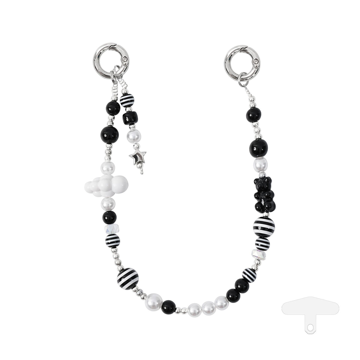 YKA-14 Trendy Double-Clasp Beaded Phone Wrist Strap - Colorful Acrylic & Metal Anti-Loss Lanyard with Spacer Gift