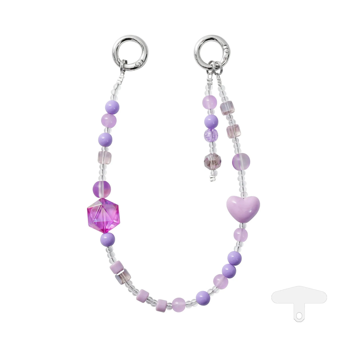 PFSKA17 Trendy Double-Clasp Beaded Phone Wrist Strap - Colorful Acrylic & Metal Anti-Loss Lanyard with Spacer Gift
