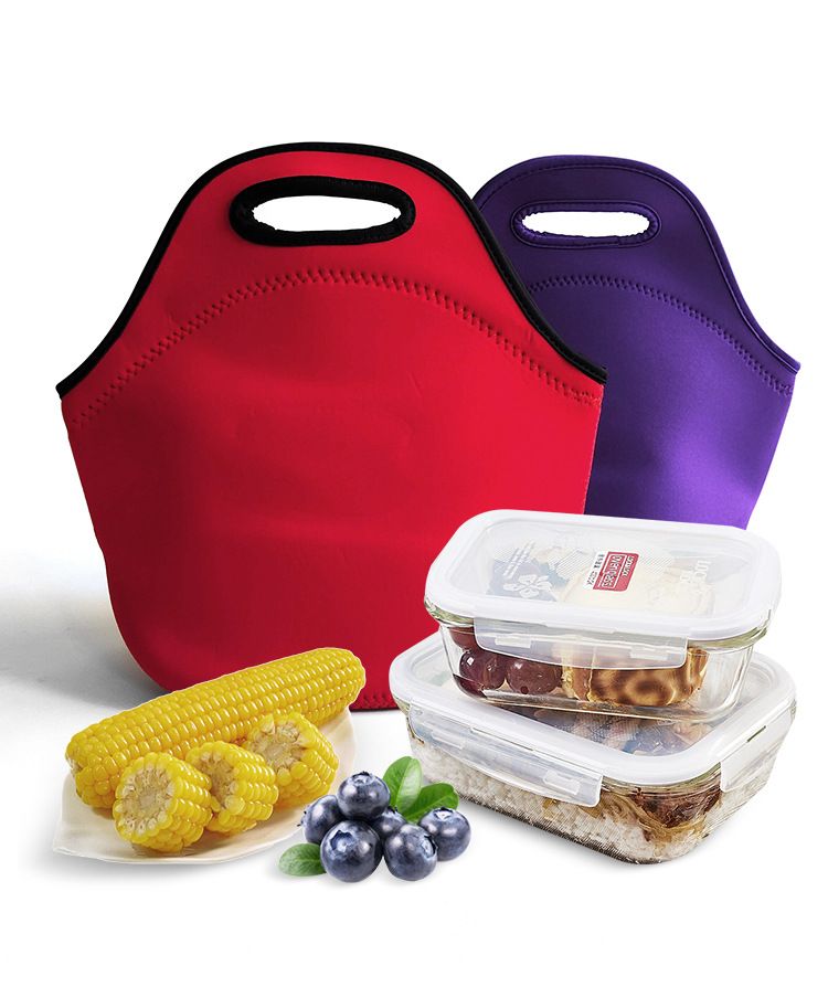 Red Reusable Neoprene Insulated Lunch Bag – Waterproof Thermal Tote for Work, School & Picnics (30x17x30cm)