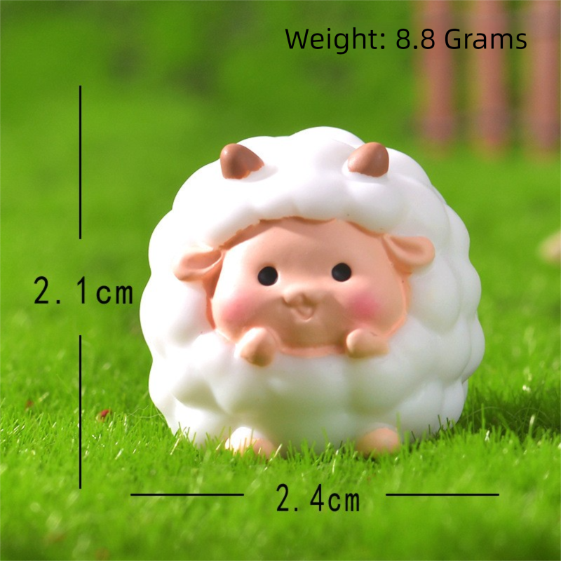 Cute Mini Resin Sheep Figurines – Set of 8 Micro Landscape & Desktop Decor (4 Designs)
