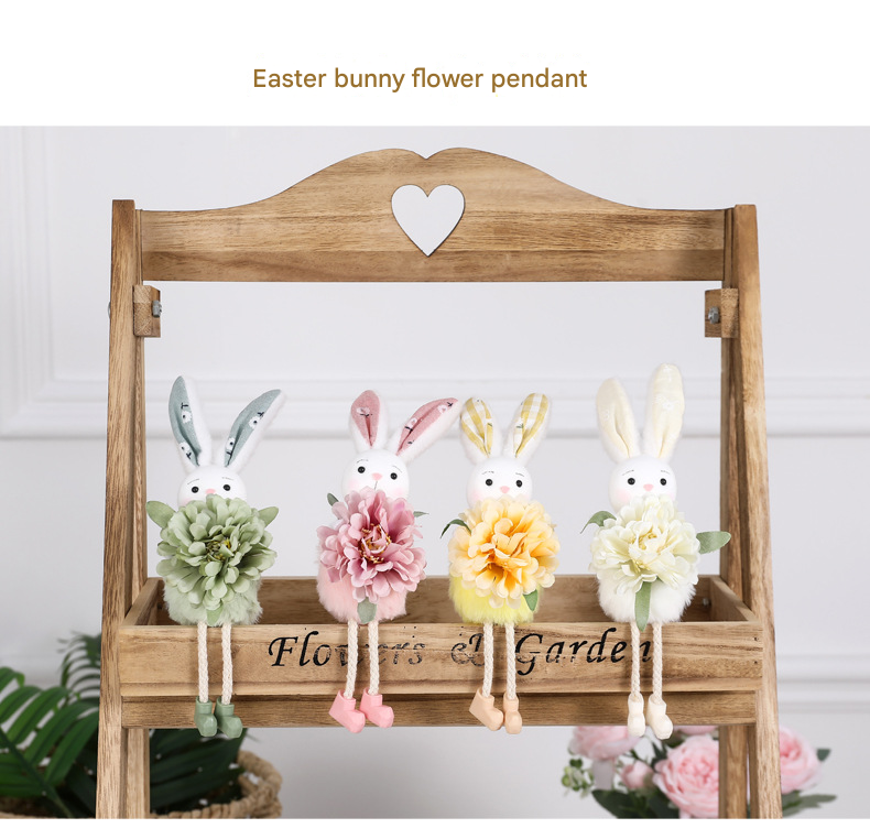 Green Easter Bunny Flower Hanging Decoration for Home, Garden or Party Scene