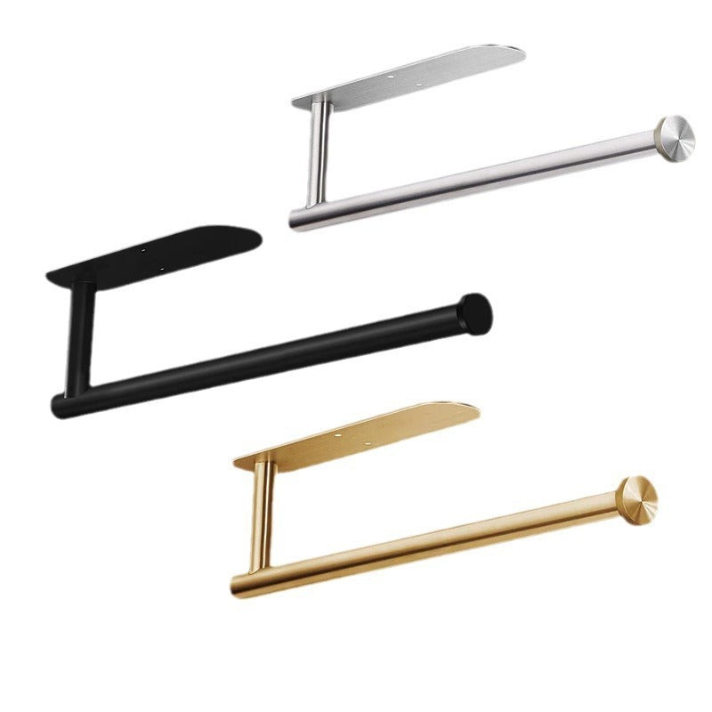 Silver Stainless Steel Kitchen Paper Holder with Adhesive Mounting – Under Cabinet Tissue Roll Rack for Paper Towels, Toilet Paper or Plastic Wrap