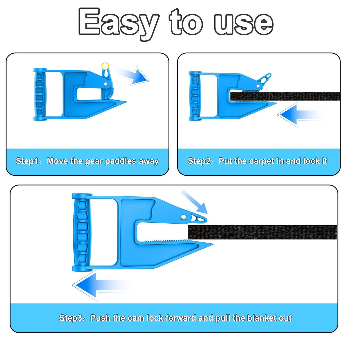 Blue Mat Lifter Handle Set of 2 – Lightweight Plastic Tool for Easy, Hands-Free Moving of Rugs, Mats, and Carpets