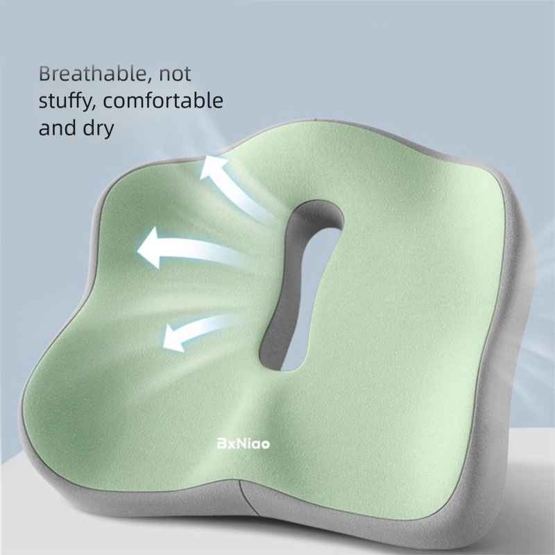 Grey Ergonomic Memory Foam Seat Cushion – Coccyx Relief for Office, Car and Long Sitting