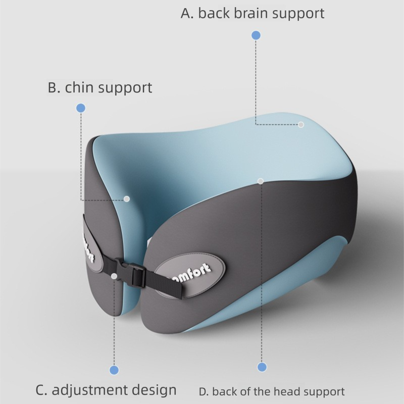 Light gray Memory Foam U-Shaped Travel Neck Pillow – Ergonomic Support for Airplane, Car, and Office Use