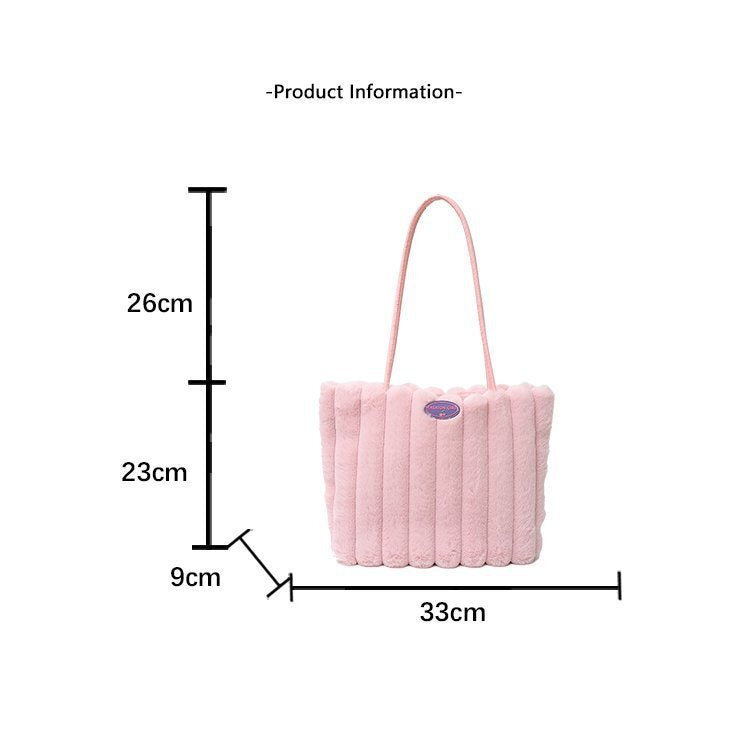 Pink Faux Fur Tote Bag with Large Capacity, Soft Plush Material & Adjustable Handle – Stylish Shoulder Handbag for Women, Perfect for Daily Commute and Casual Wear