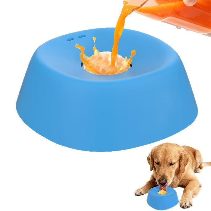 Blue bowl, white ball Slow Feeding Dog Bowl with Built-In Rolling Ball – Anti-Spill Pet Lick Dish for Healthy Eating Habits