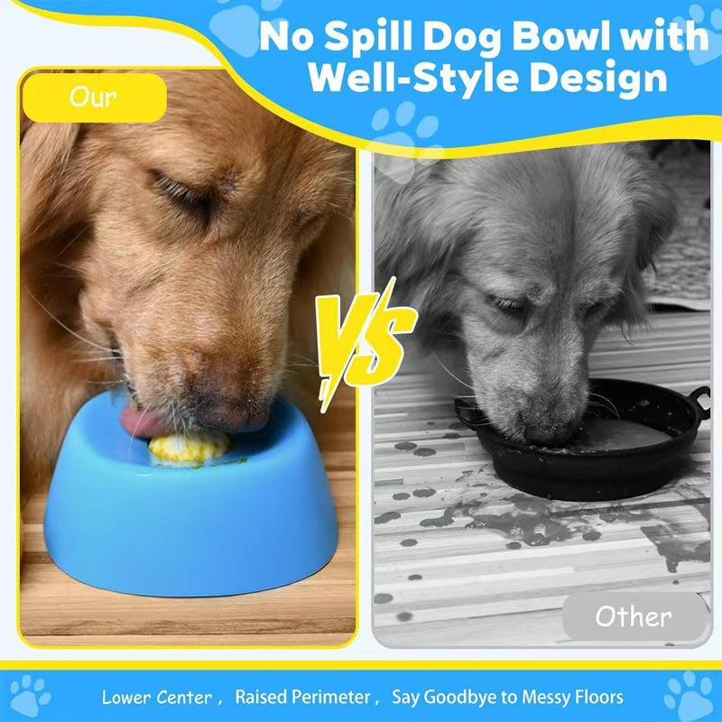 Yellow bowl with orange ball Slow Feeding Dog Bowl with Built-In Rolling Ball – Anti-Spill Pet Lick Dish for Healthy Eating Habits