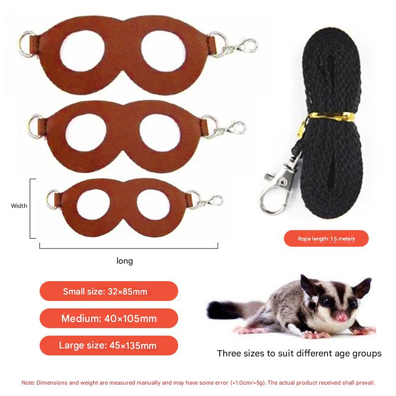 2-Pack Black Small Mammal Harness Set – 6 Pcs (S/M/L ×2) + 2×1.5m Leashes for Secure Outdoor Handling