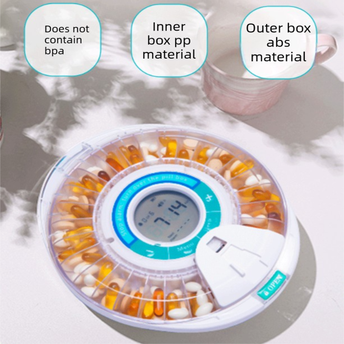 Automatic Rotating Pill Dispenser with Timer Alarm – Multi-Compartment Medication Organizer for Daily Health Management