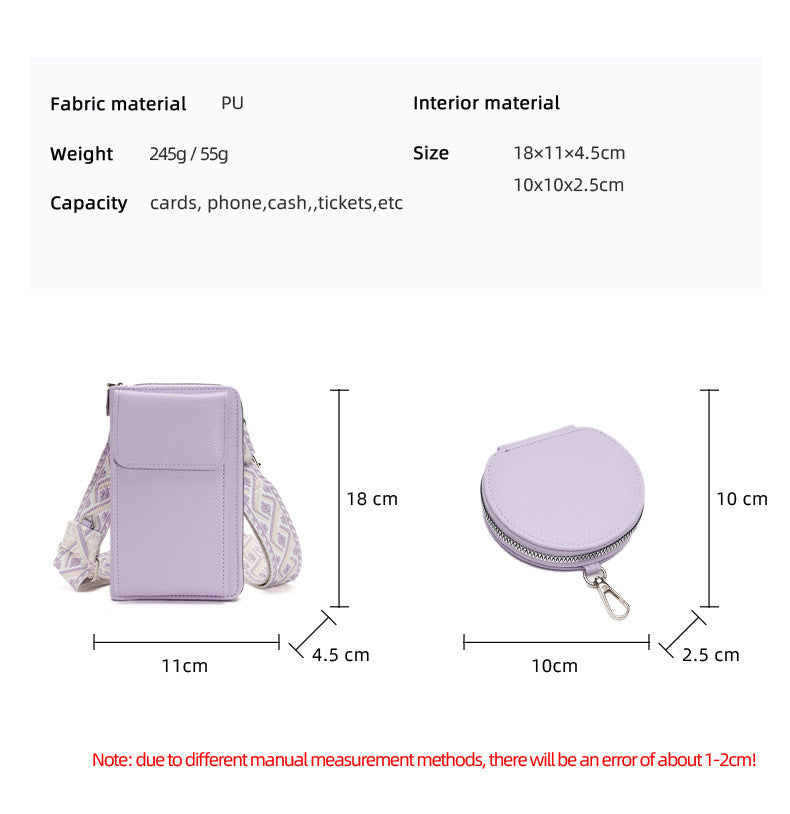 Pink Women's Multi-Functional Crossbody Phone Bag with Detachable Coin Purse, PU Leather Shoulder Bag with Credit Card Slots, Stylish Minimalist Design for Daily Use