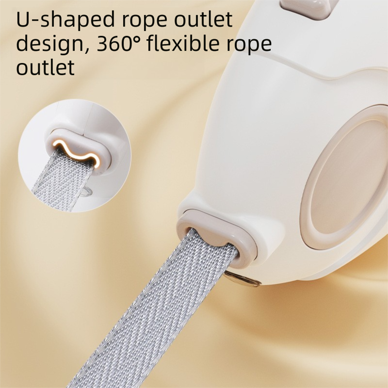 White Retractable Dog Leash with Luminous Rope 3M Anti-Tangle Automatic Extension Pet Walking Rope for Small to Medium Dogs Comfortable Grip and Lightweight Wrist Strap for Night Walks