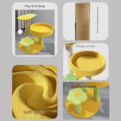 Pineapple Pineapple Cat Tree with Scratching Post & Cozy Perch - Multi-Level Cat Tower with Flower Platform and Hanging Ball for Indoor Cats
