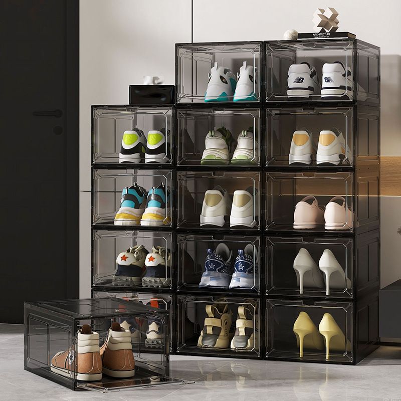 White Transparent Magnetic Shoe Box Stackable Dustproof Sneaker Storage Case for Basketball Shoes Clear Display Organizer for Local Home and Dormitory