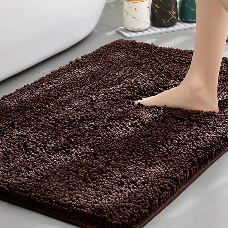 Dark Brown Thickened Chenille Bathroom Floor Mat 50x80cm Super Absorbent Non-Slip TPR Backing Rug for Shower Entrance and Washroom Soft Comfort for Local Households