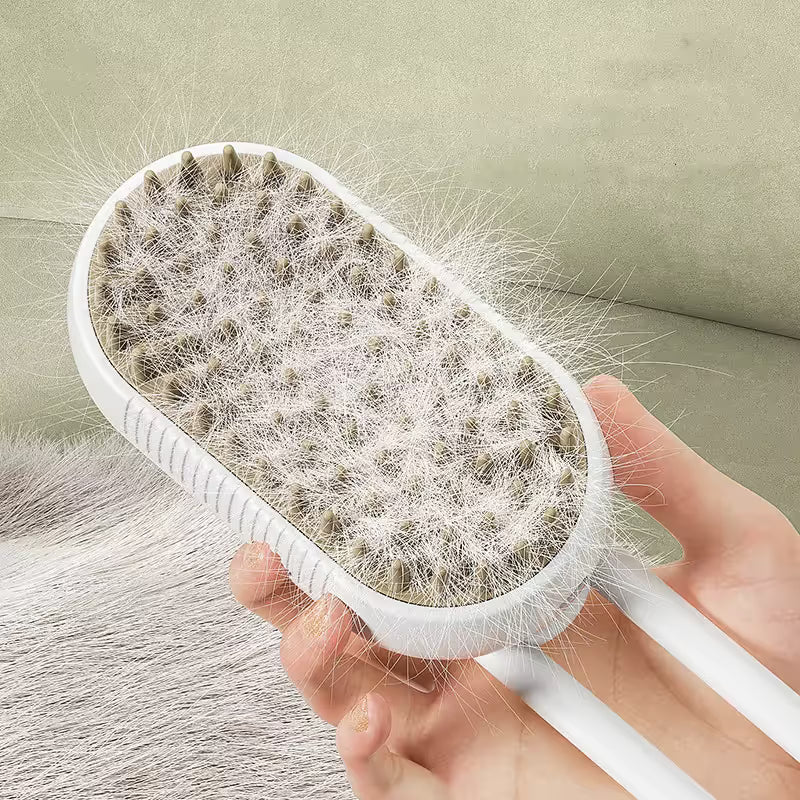 2 Pieces Khaki Pet Electric Spray Massage Comb for Dogs and Cats 3-in-1 Steam Grooming Brush for De-shedding and Waterless Cleaning Solution for Local Pet Owners