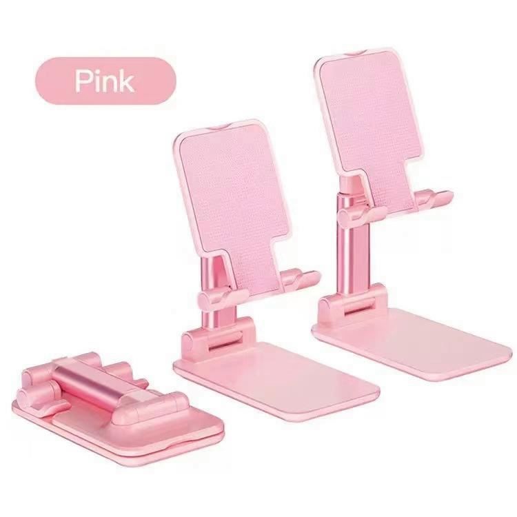 Pink Adjustable Desktop Phone Stand with Height Extension and Foldable Design for Online Classes and Streaming Comfortable Hands-Free Solution for Local Users