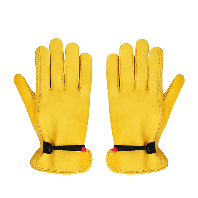 Size L Golden Yellow Top-Grain Cowhide Protective Work Gloves, Durable Wear-Resistant Labor Safety Solution for Local Industrial Professionals
