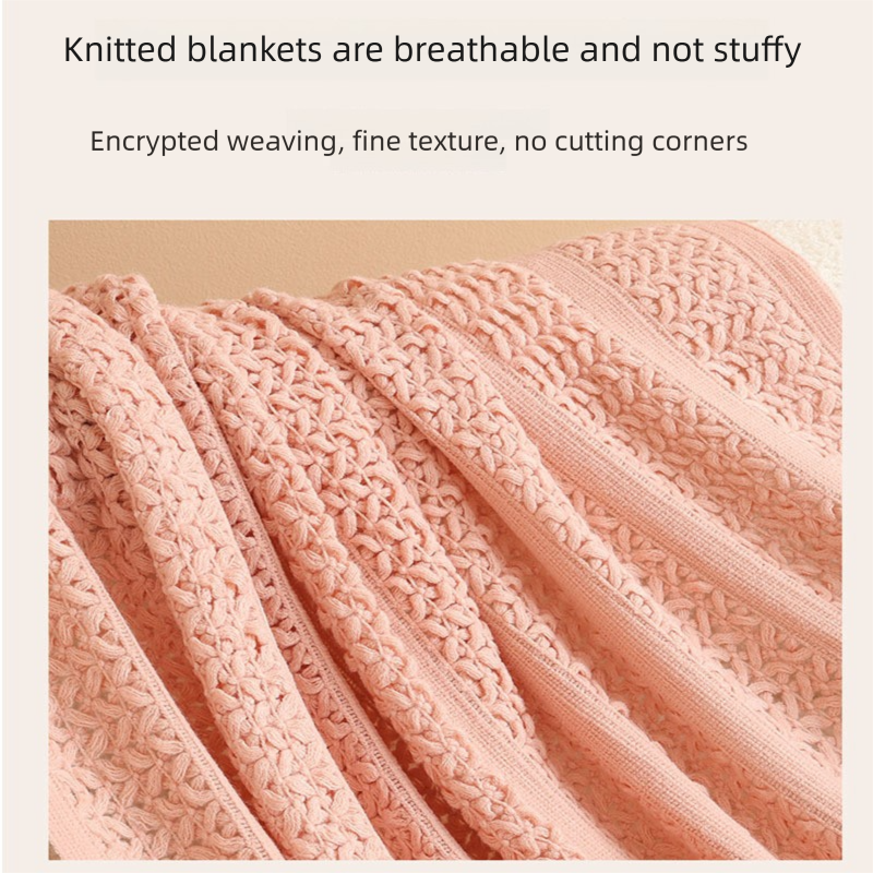 White Elegant Openwork Knitted Throw Blanket with Tassels - 127x180cm Large Decorative Soft Sofa Blanket for Living Room & Bedroom - Breathable Cozy Cover for Travel & Office Nap