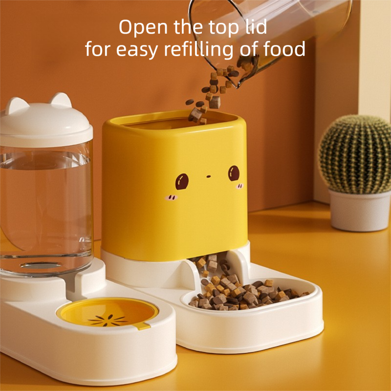Pink Cat & Dog Automatic Feeder & Waterer Set – 2-in-1 Dry & Wet Separation Station with 2200ml Food & 1000ml Water Capacity