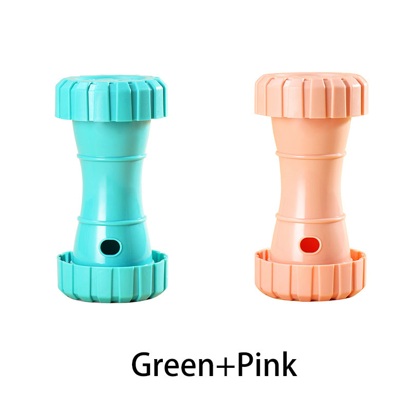 2 Pack(Green+Pink): Cat and Dog Treat Dispenser Toy – Interactive, Durable, Bite-Resistant Slow-Feeder, Dumbbell and Tire-Shaped Pet Toy