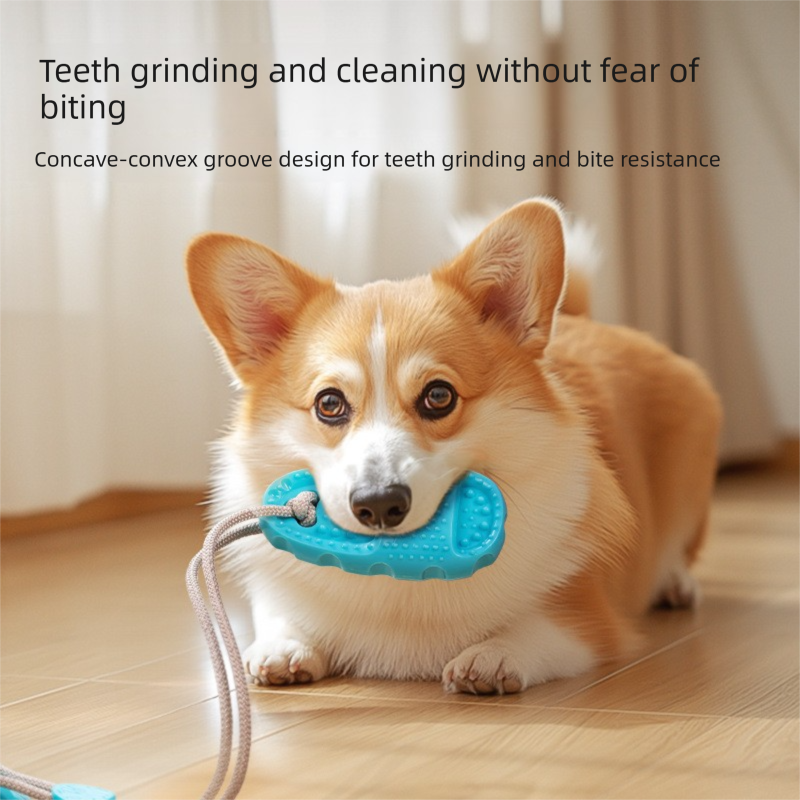 Blue Slipper-Style Dog Toy — Suction Cup Design: Durable, Chew-Resistant Teether for Mental Stimulation, Independent Play, and Energy Expenditure — Pet Dog Chewing Toy
