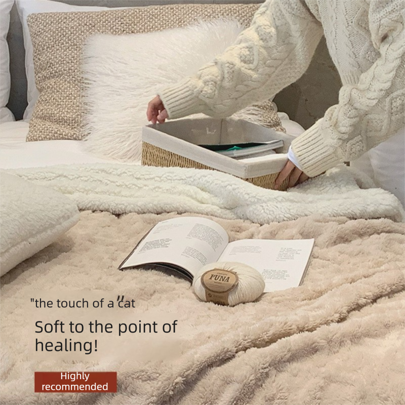 Pink 180*200cm Double Blanket, Taffeta Fleece Blanket, Thick Winter Quilt, Lambswool Coral Fleece Small Blanket, Office Nap Blanket, Sofa Cover Blanket, Bedding, Machine Washable