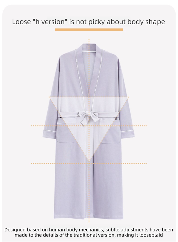 Pink M size Women's Cotton Robe — Autumn/Winter Bathrobe & Morning Gown | Long Sleeve, Mid-Length, Plus Size | Loose, Comfortable, and Machine Washable | Suitable for All Seasons