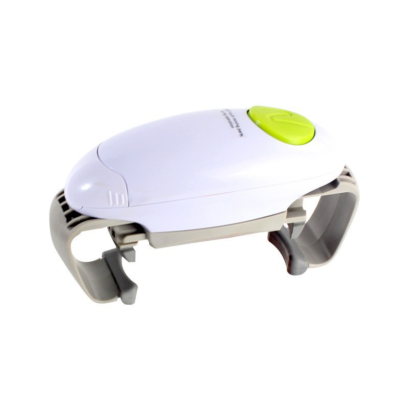 White Upgraded One-Touch Electric Can Opener — Dual-Handle Design, Automatic Hands-Free Can/Bottle Opener, ABS Material, Battery-Powered (Batteries Not Included), Designed for the Kitchen
