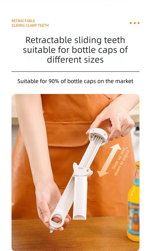 White Multi-Functional Adjustable Can and Bottle Opener - Heavy Duty Jar Opener for Seniors, Women, and Weak Hands - Easy Grip Kitchen Gadget for Jars, Bottles, and Cans