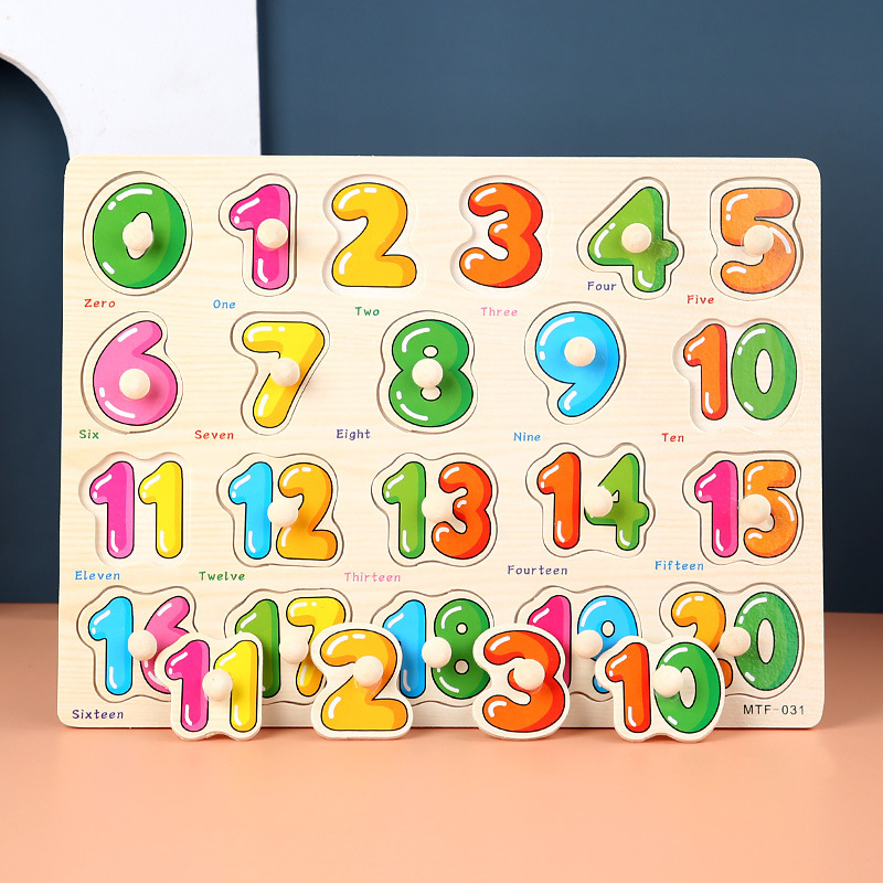 Toddler Peg Puzzle — An educational and entertaining matching toy featuring letters, numbers, shapes, and everyday objects; an early learning and developmental toy suitable for children aged 3 and up【number Style】