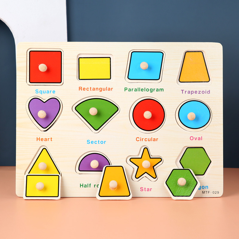 Toddler Peg Puzzle — An educational and entertaining matching toy featuring letters, numbers, shapes, and everyday objects; an early learning and developmental toy suitable for children aged 3 and up【shape Style】