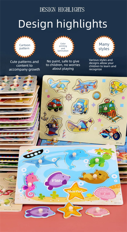 Toddler Peg Puzzle — An educational and entertaining matching toy featuring letters, numbers, shapes, and everyday objects; an early learning and developmental toy suitable for children aged 3 and up【Boy Dress-Up Style】