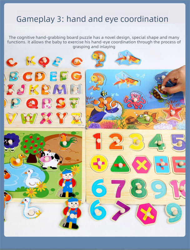 Toddler Peg Puzzle — An educational and entertaining matching toy featuring letters, numbers, shapes, and everyday objects; an early learning and developmental toy suitable for children aged 3 and up【Girl Dress-Up Style】