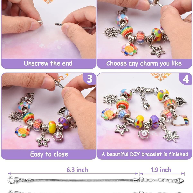 67-Piece Pink unicorn Craft Set (Includes Beads, Charms, and Storage Case) -Kids' Unicorn DIY Bracelet Kit – Creative Jewelry Making Gift for Girls Ages 3+