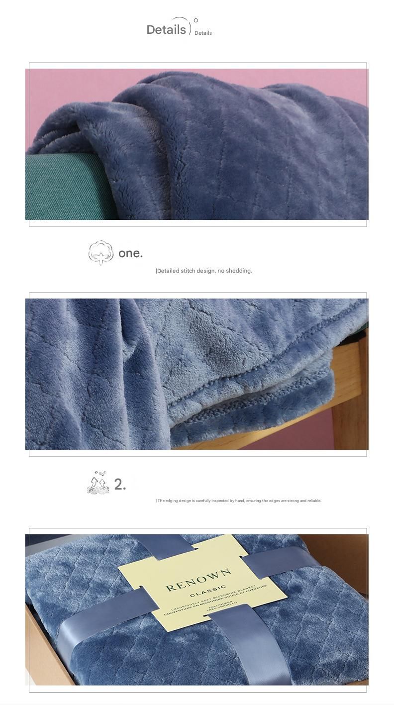 Green 150*200cm Flannel Fleece Blanket - Quilted Diamond Pattern, Soft & Warm Polyester Throw for Office Nap, Sofa, Travel & Bed Use