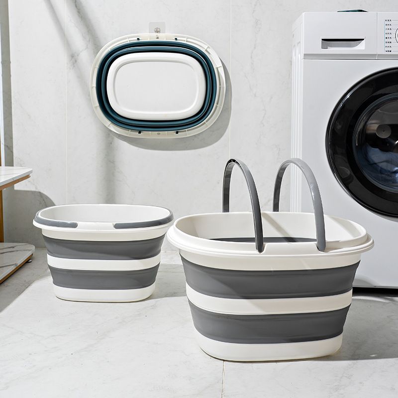Grey Foldable Collapsible Bucket - 16L Portable Space Saving Basin for Laundry Cleaning Outdoor Use