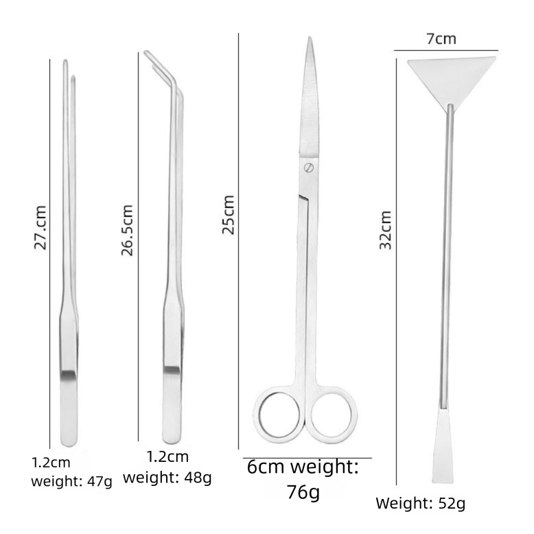 Black Stainless Steel Aquarium Cleaning Tool Kit - 5 Piece Fish Tank Maintenance Set with Tweezers Scissors Algae Scraper Spatula
