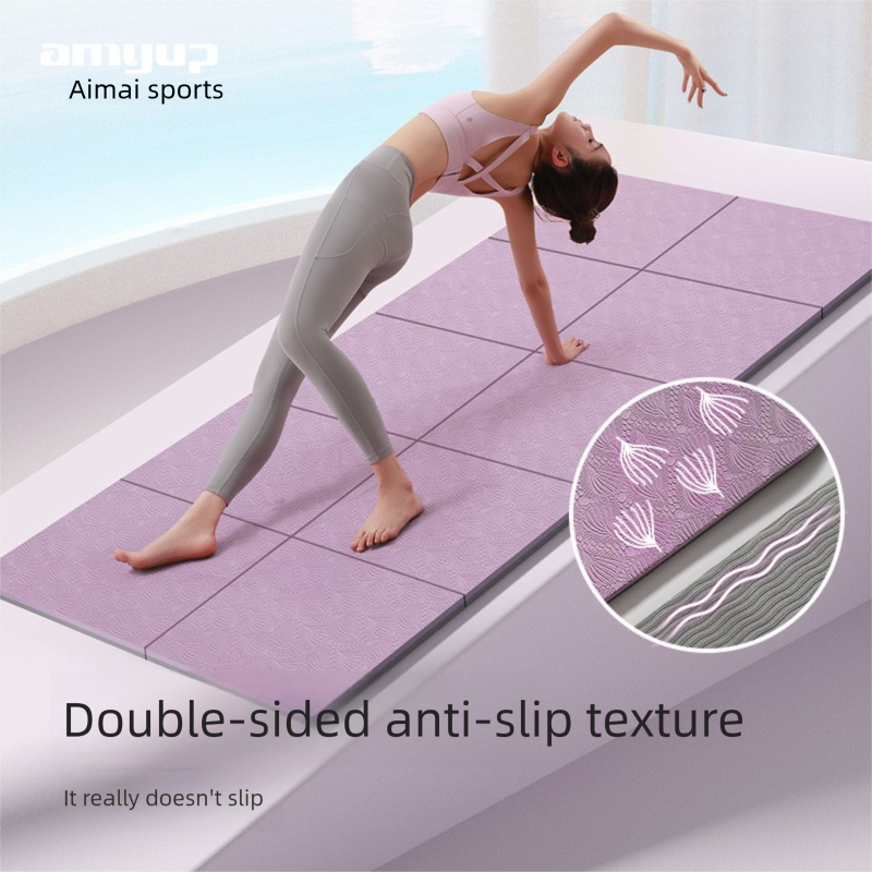 Blue Foldable Yoga Mat - Portable Thick Non-Slip Fitness Exercise Mat for Home Gym and Travel